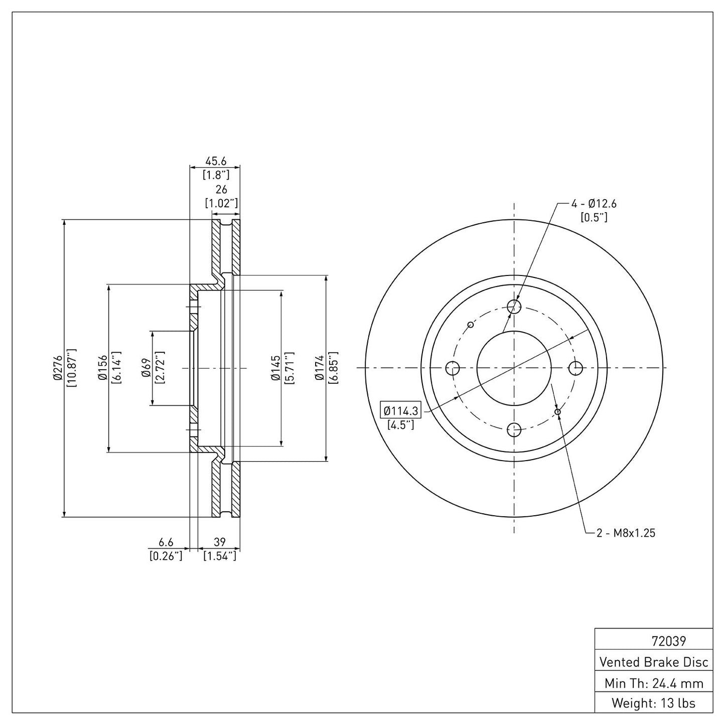 Dynamic Friction Company Disc Brake Rotor 600-72039