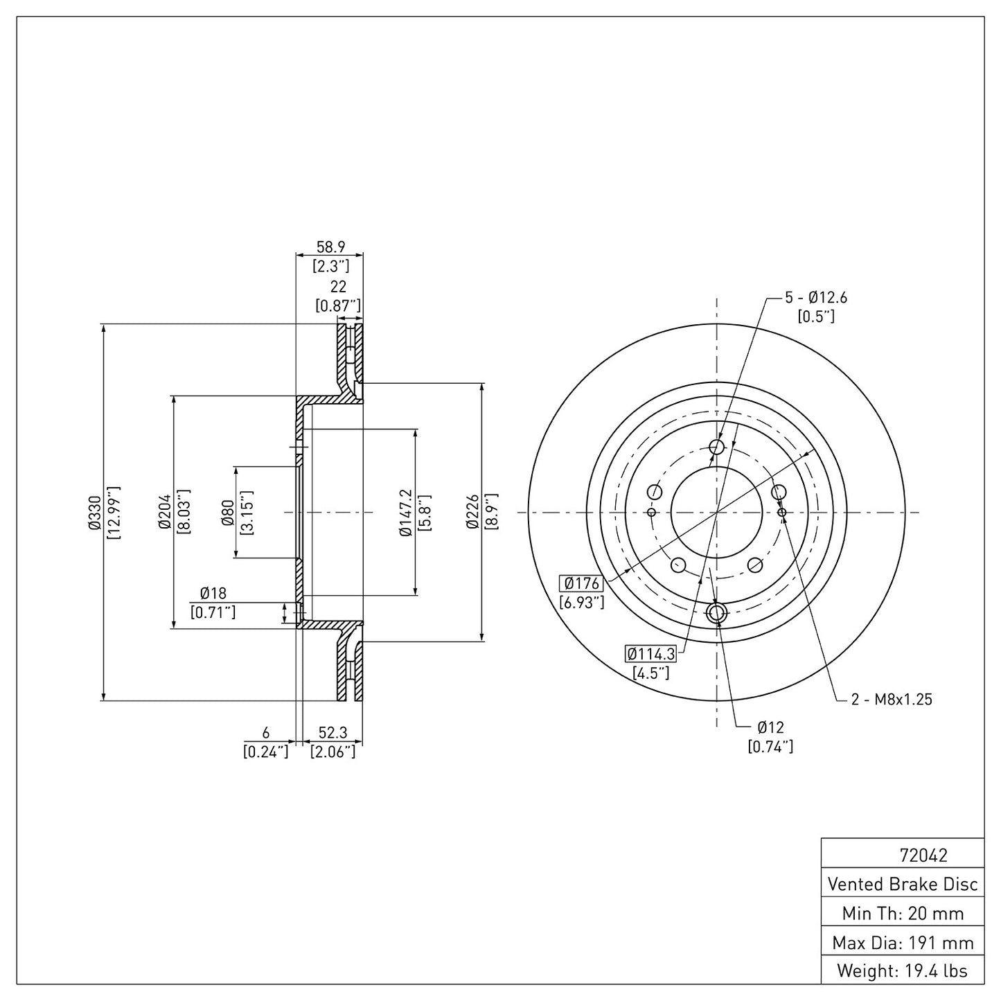 Dynamic Friction Company Disc Brake Rotor 600-72042