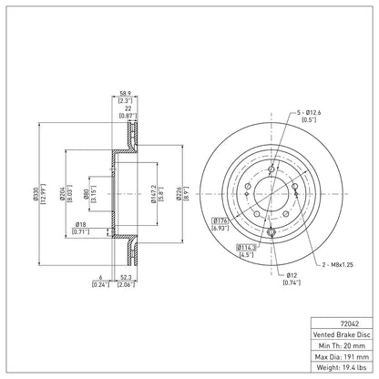 Dynamic Friction Company Disc Brake Rotor 600-72042