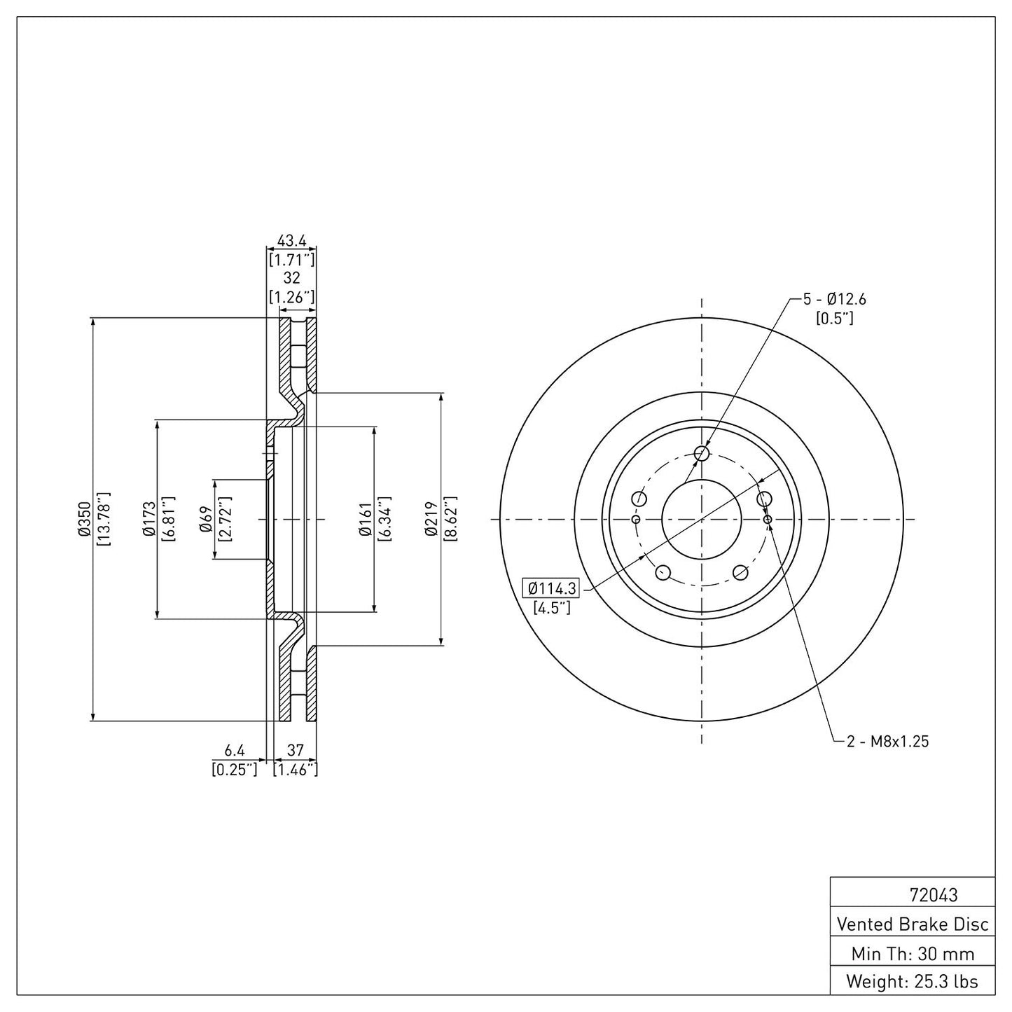 Dynamic Friction Company Disc Brake Rotor 600-72043
