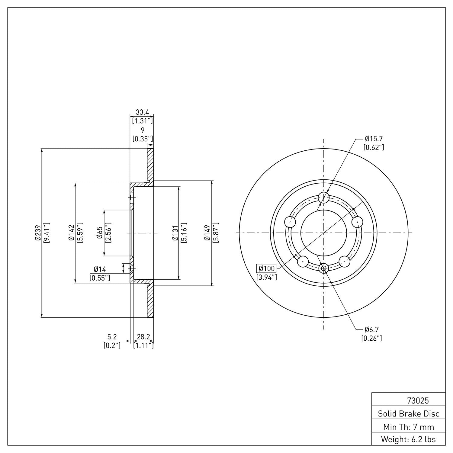 Dynamic Friction Company Disc Brake Rotor 600-73025