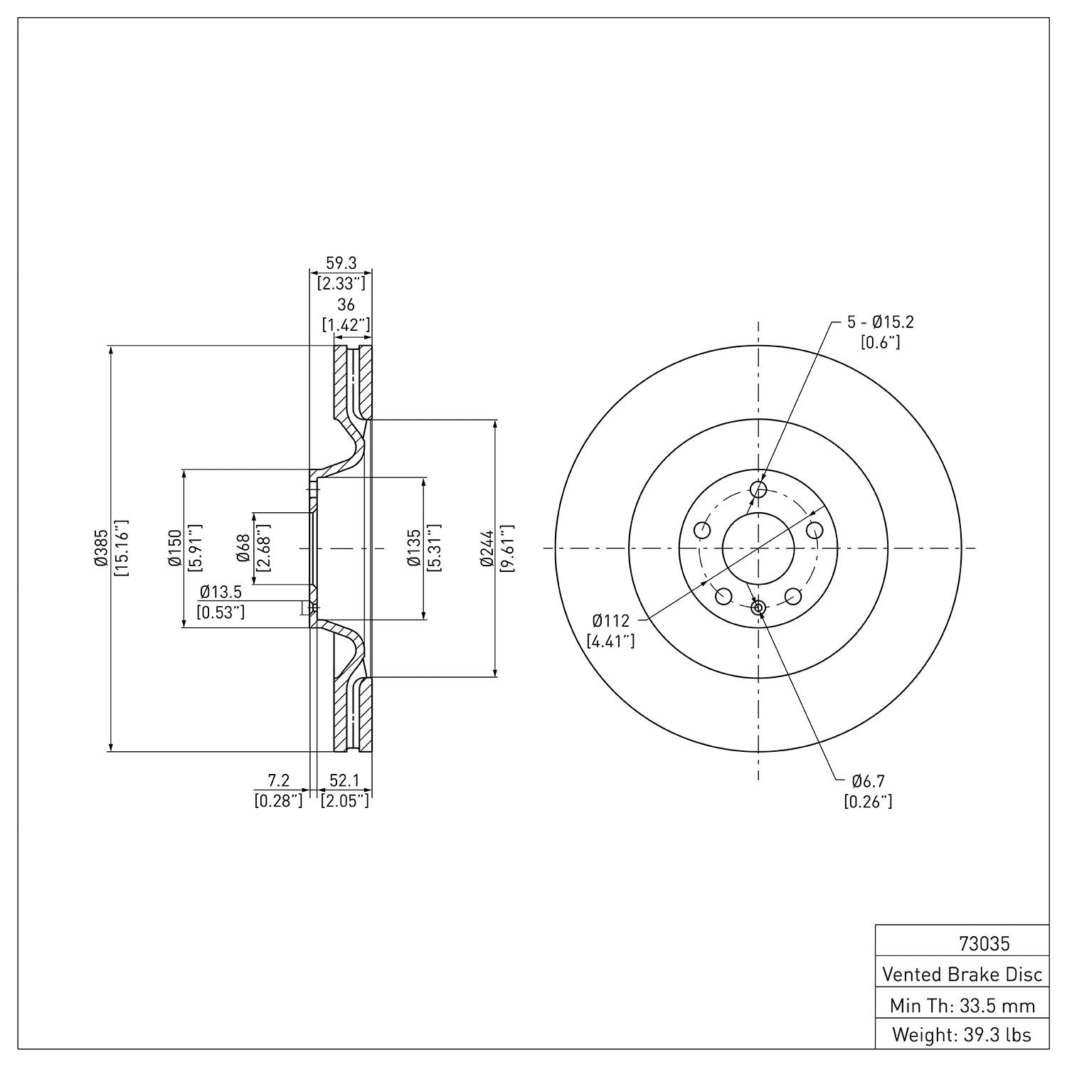 Dynamic Friction Company Disc Brake Rotor 600-73035