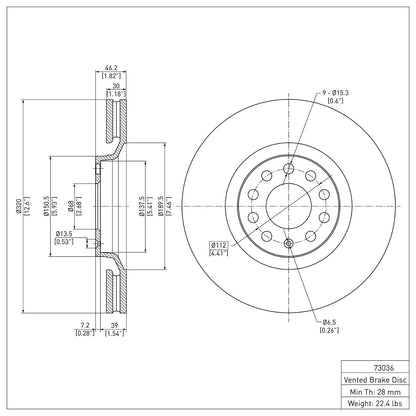 Dynamic Friction Company Disc Brake Rotor 600-73036