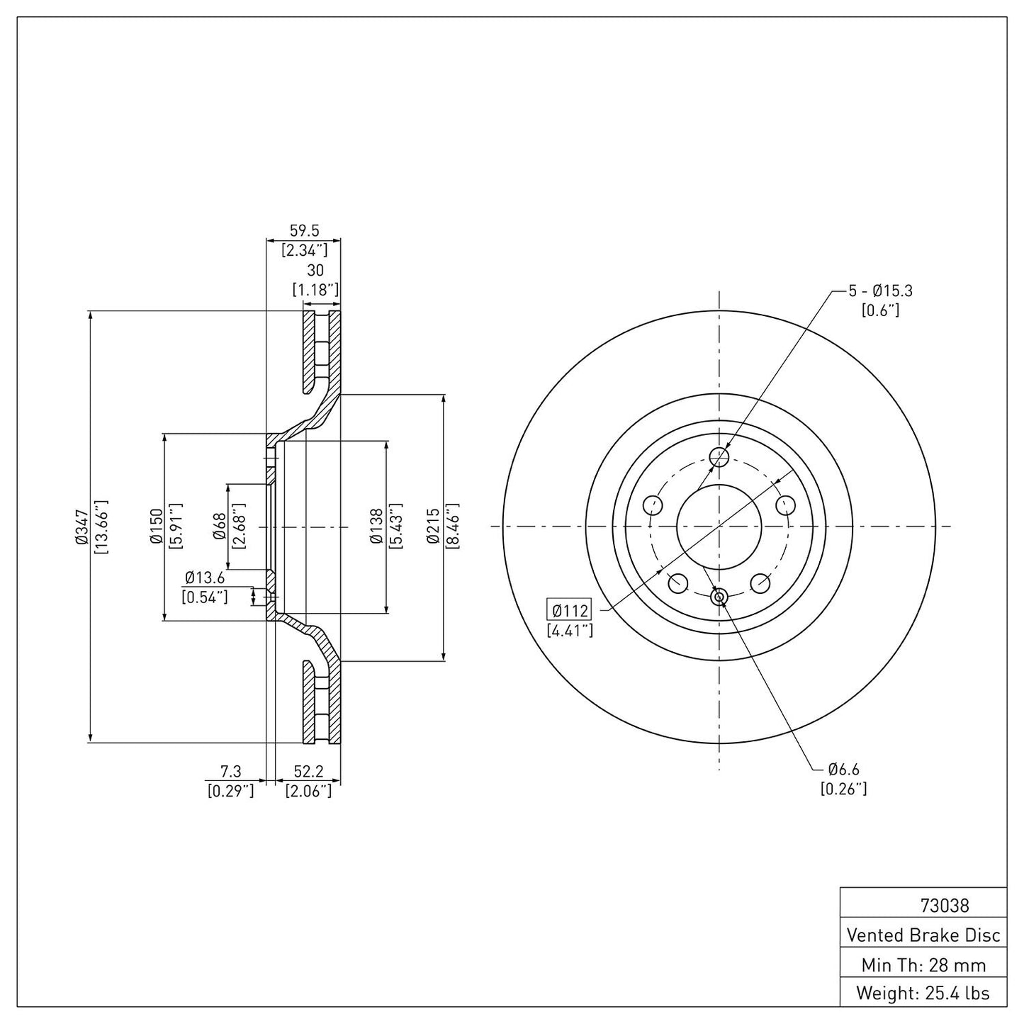Dynamic Friction Company Disc Brake Rotor 600-73038