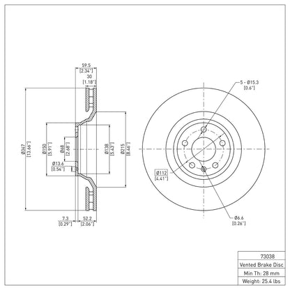Dynamic Friction Company Disc Brake Rotor 600-73038