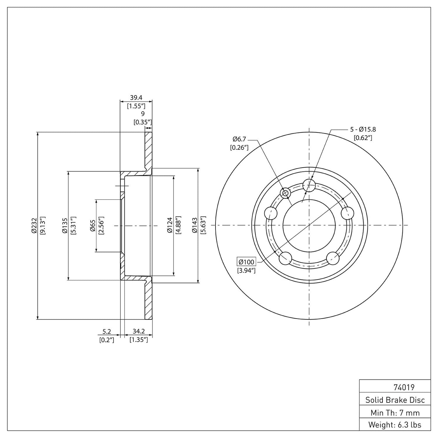Dynamic Friction Company Disc Brake Rotor 600-74019