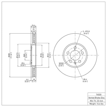 Dynamic Friction Company Disc Brake Rotor 600-74020