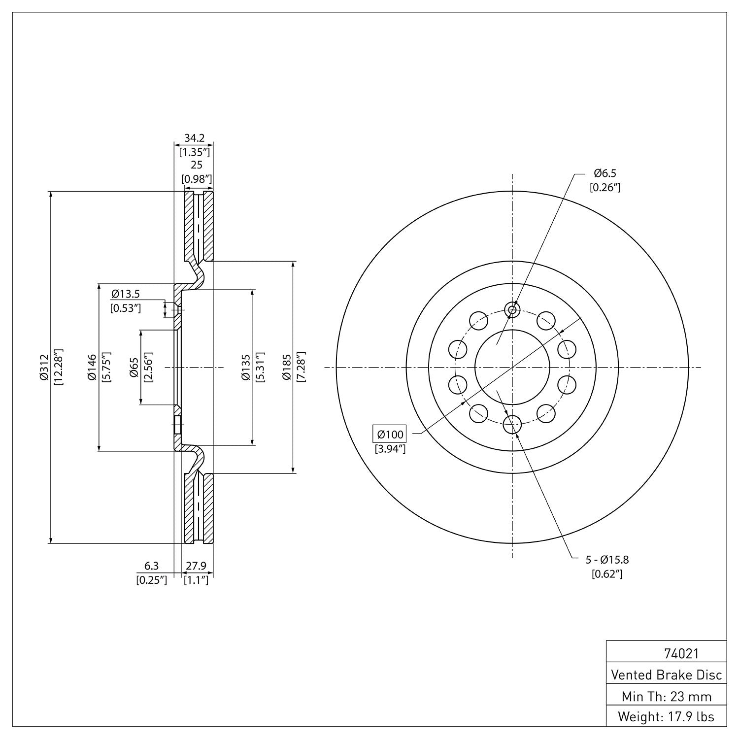 Dynamic Friction Company Disc Brake Rotor 600-74021