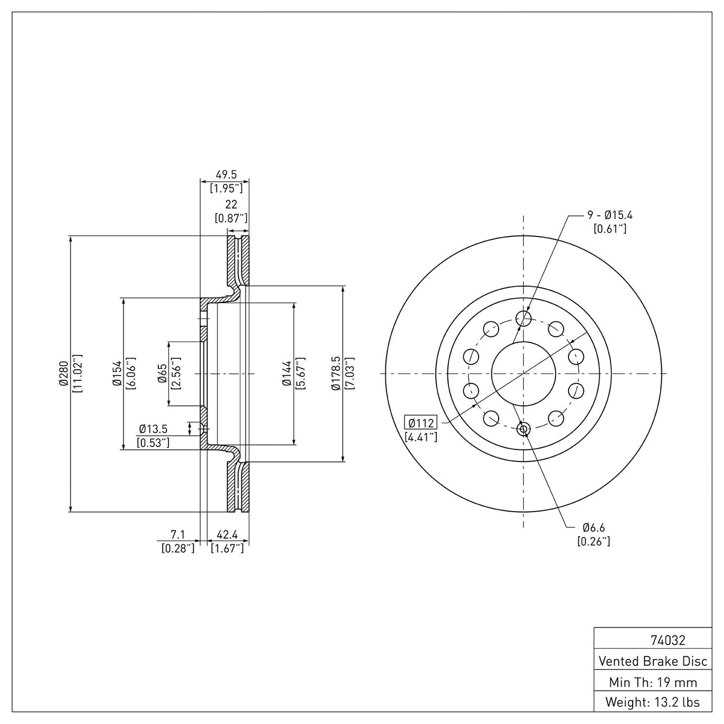 Dynamic Friction Company Disc Brake Rotor 600-74032