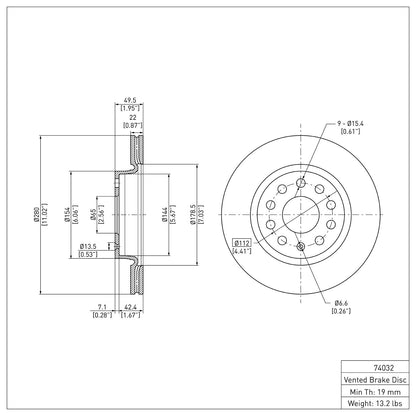 Dynamic Friction Company Disc Brake Rotor 600-74032