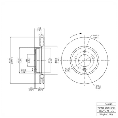 Dynamic Friction Company Disc Brake Rotor 600-74049D