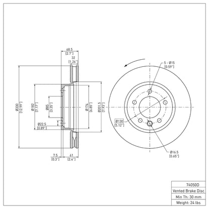 Dynamic Friction Company Disc Brake Rotor 600-74050D
