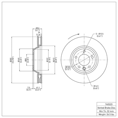 Dynamic Friction Company Disc Brake Rotor 600-74052D