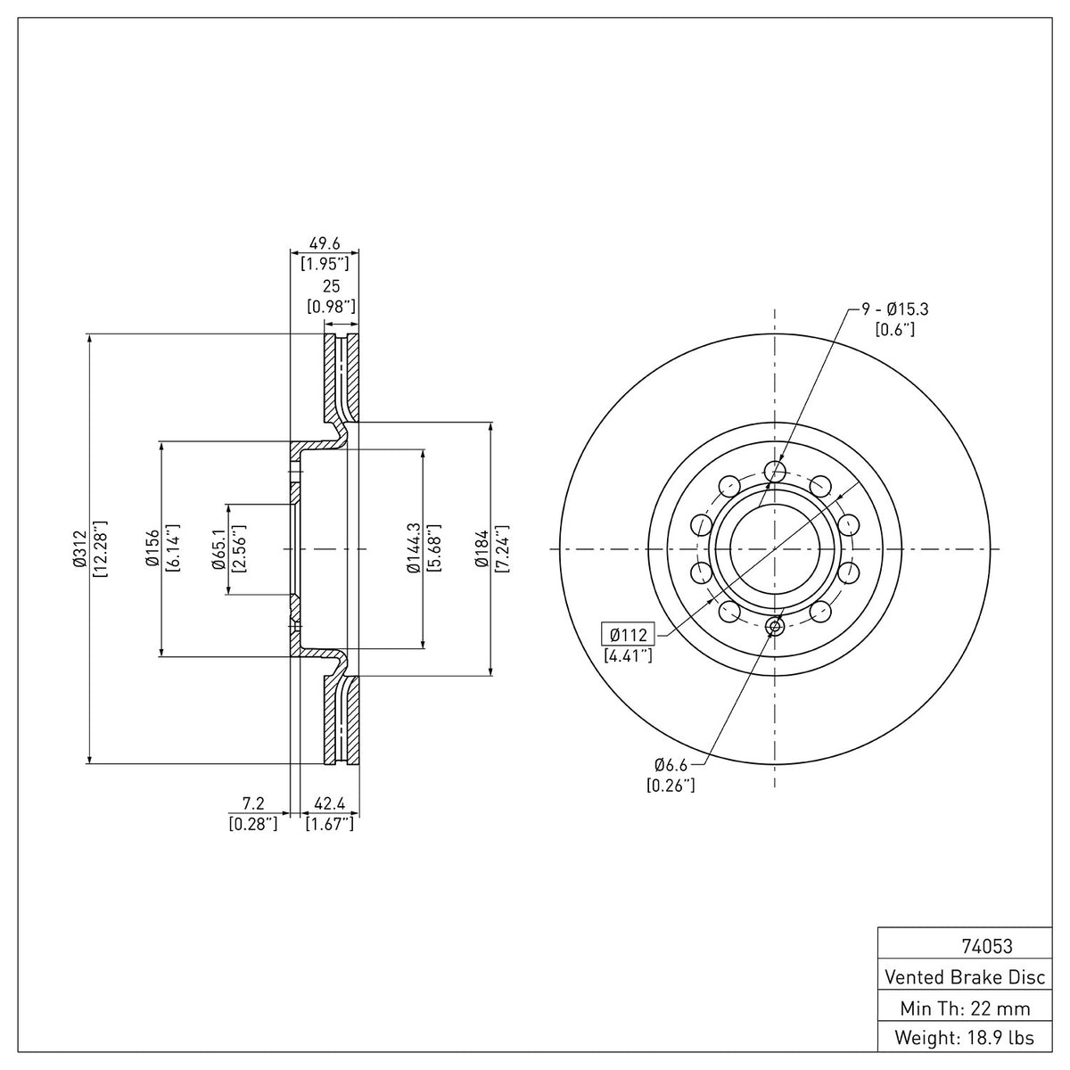 Dynamic Friction Company Disc Brake Rotor 600-74053