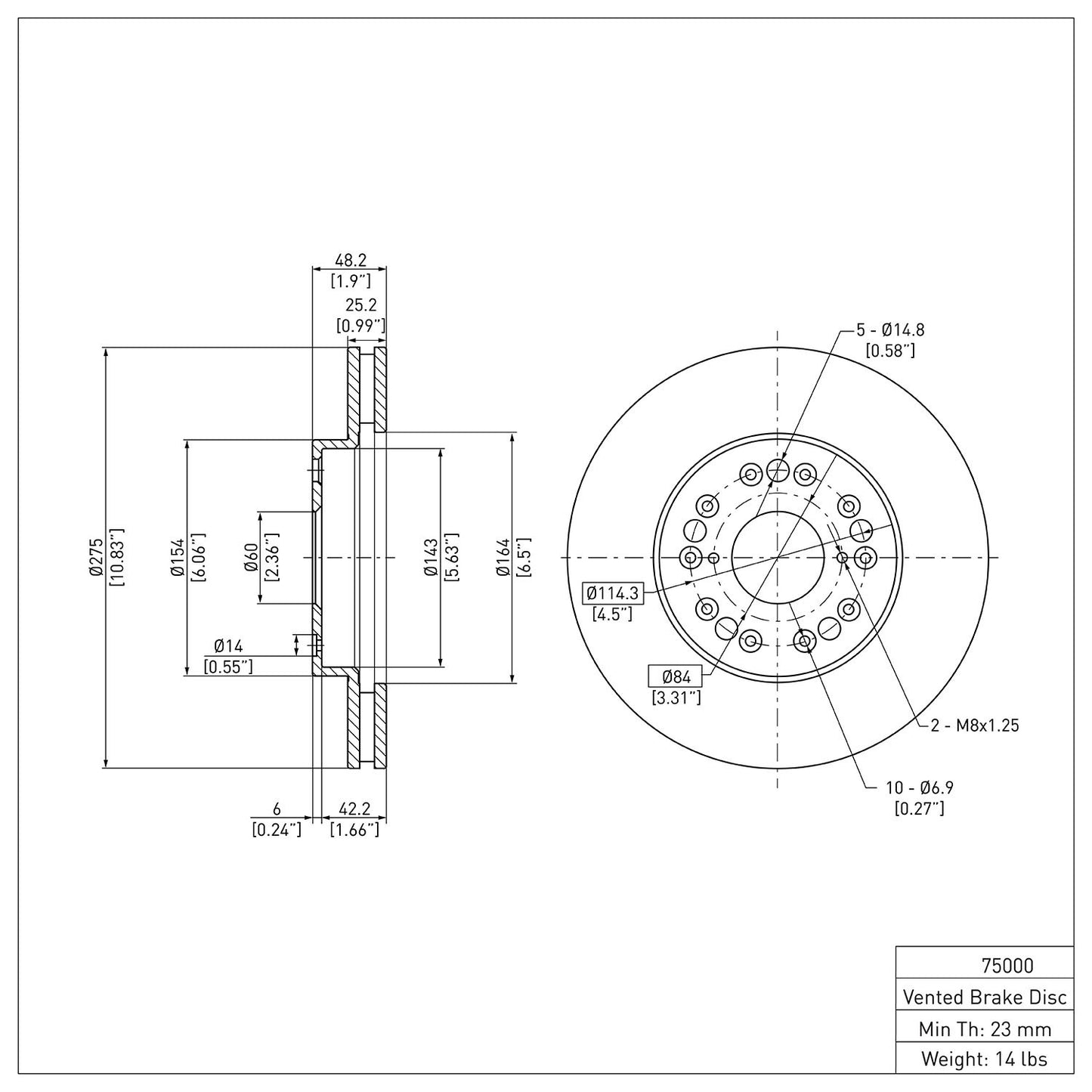 Dynamic Friction Company Disc Brake Rotor 600-75000