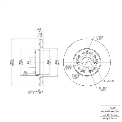 Dynamic Friction Company Disc Brake Rotor 600-75000