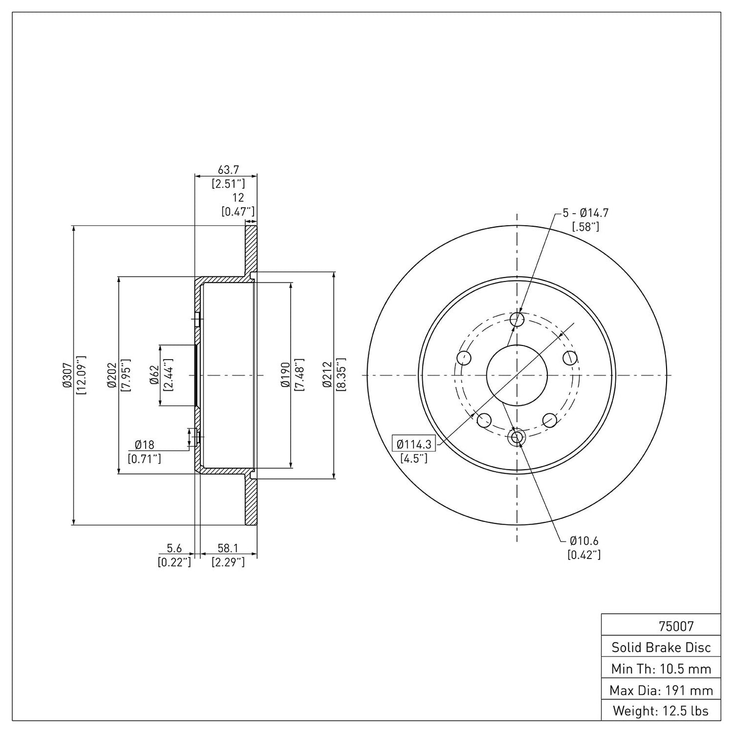 Dynamic Friction Company Disc Brake Rotor 600-75007