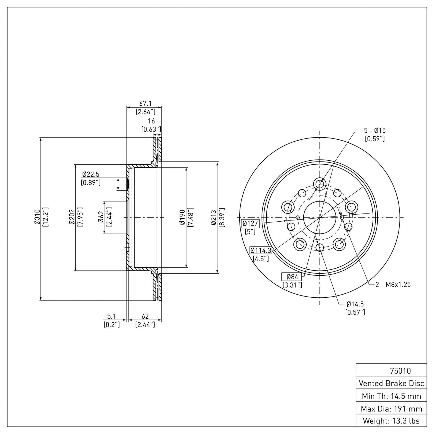 Dynamic Friction Company Disc Brake Rotor 600-75010