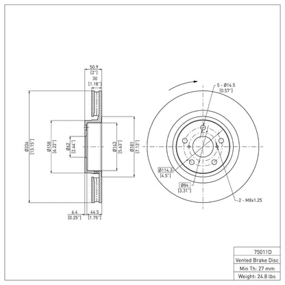 Dynamic Friction Company Disc Brake Rotor 600-75011D