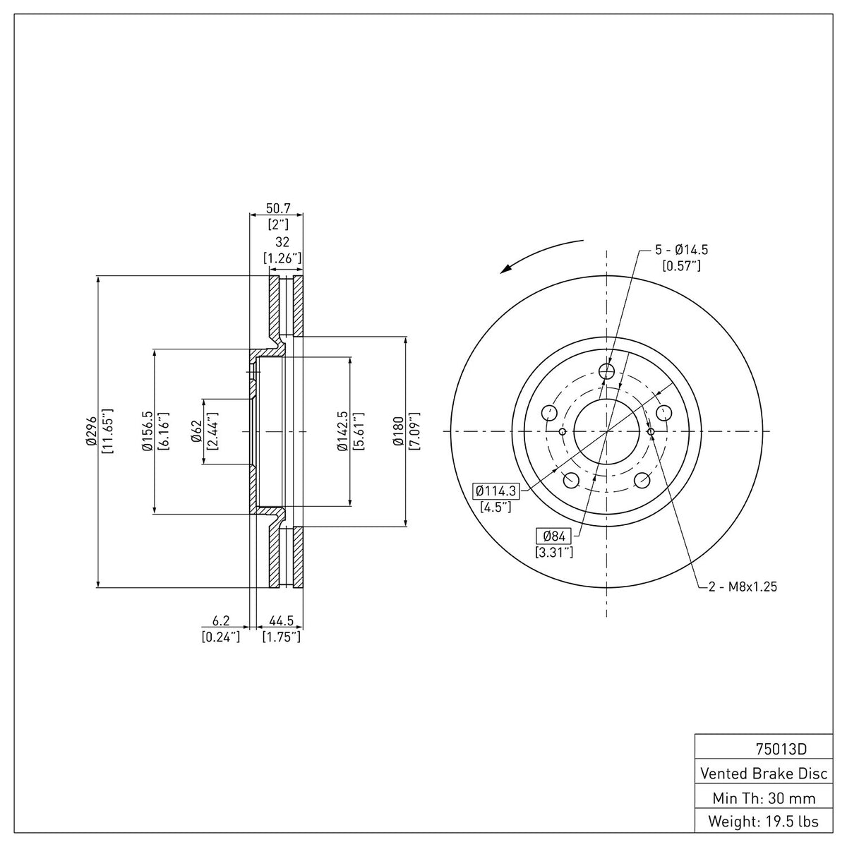 Dynamic Friction Company Disc Brake Rotor 600-75013D