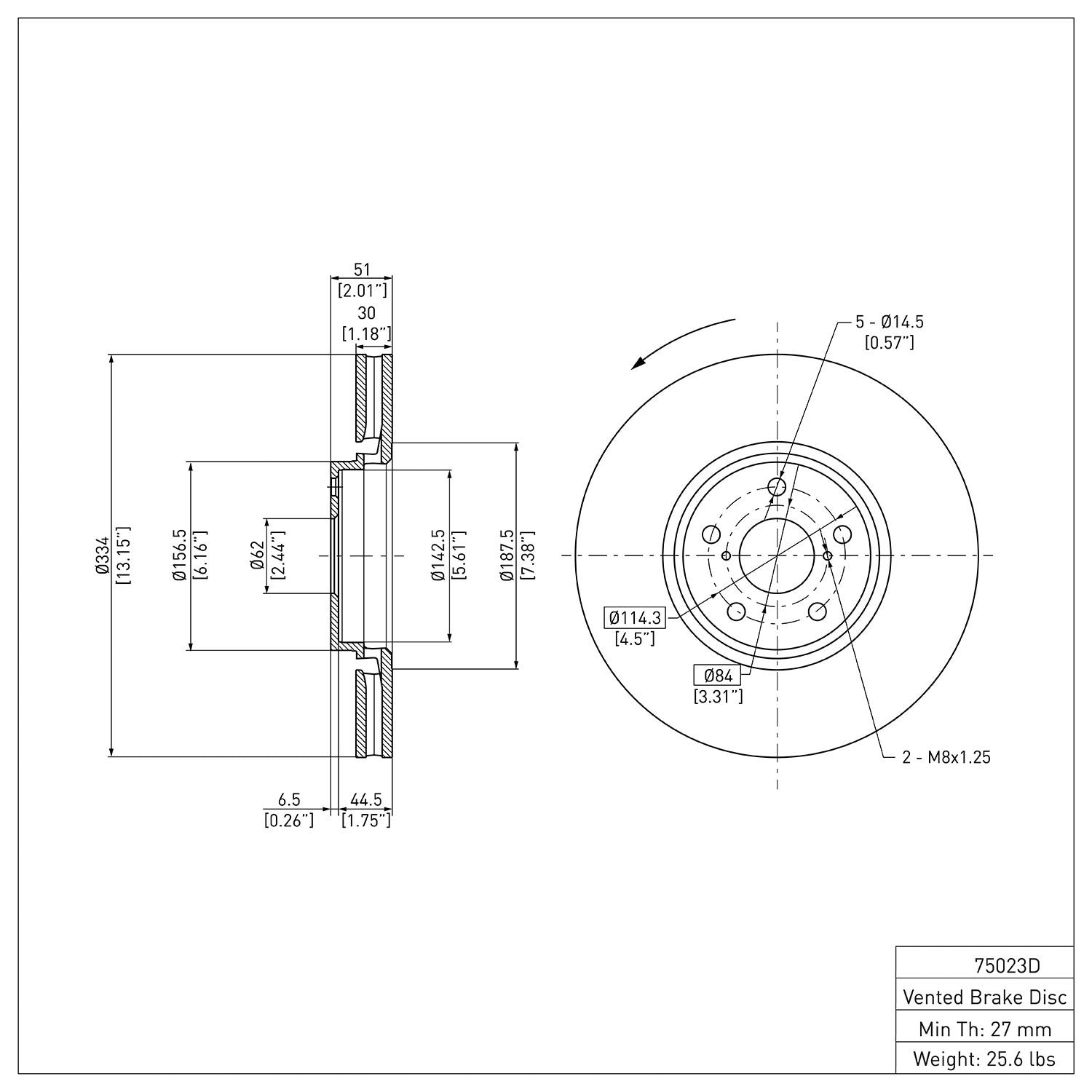 Dynamic Friction Company Disc Brake Rotor 600-75023D