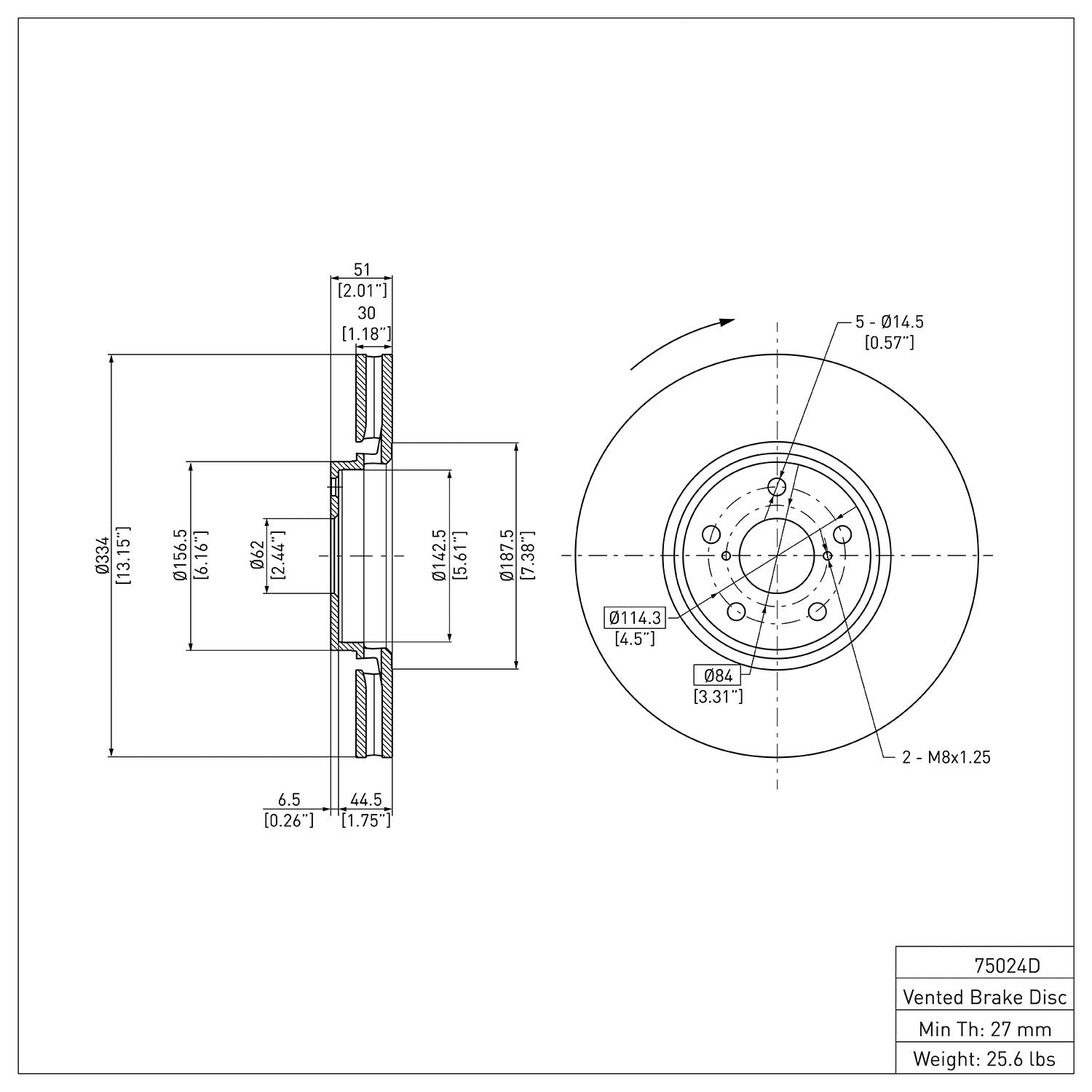 Dynamic Friction Company Disc Brake Rotor 600-75024D