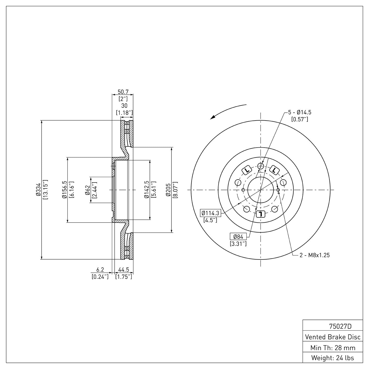 Dynamic Friction Company Disc Brake Rotor 600-75027D