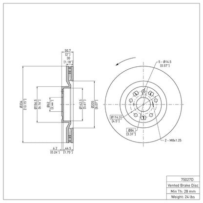 Dynamic Friction Company Disc Brake Rotor 600-75027D
