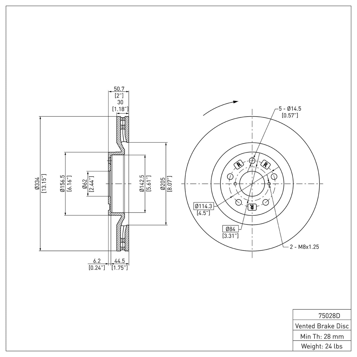 Dynamic Friction Company Disc Brake Rotor 600-75028D
