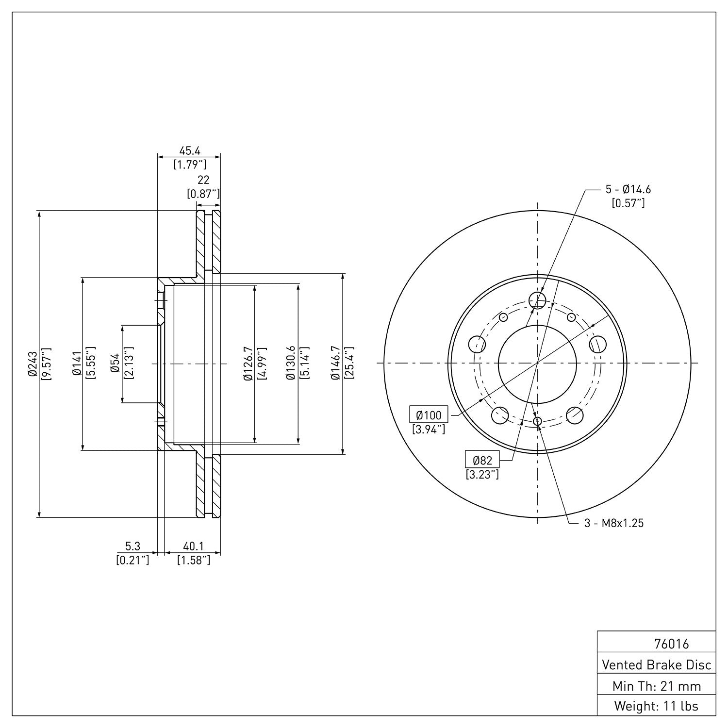 Dynamic Friction Company Disc Brake Rotor 600-76016