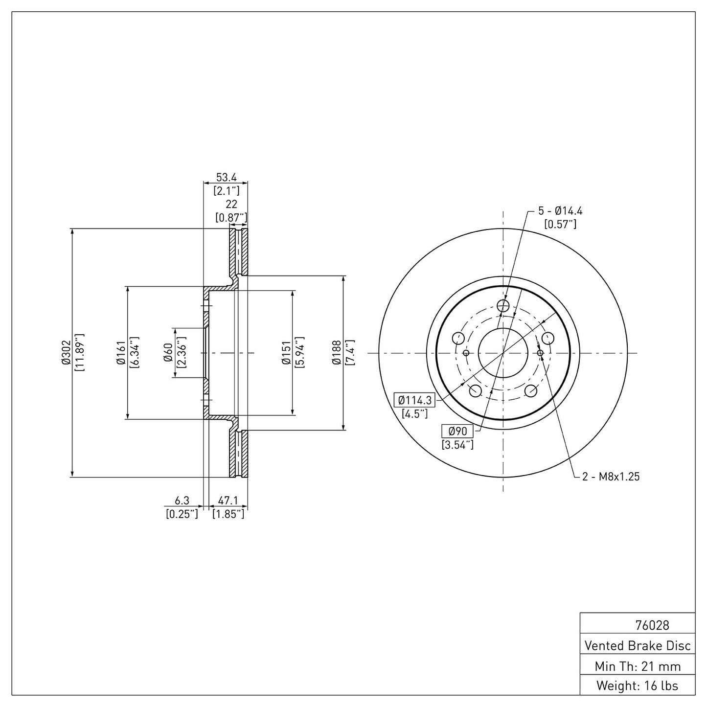 Dynamic Friction Company Disc Brake Rotor 600-76028