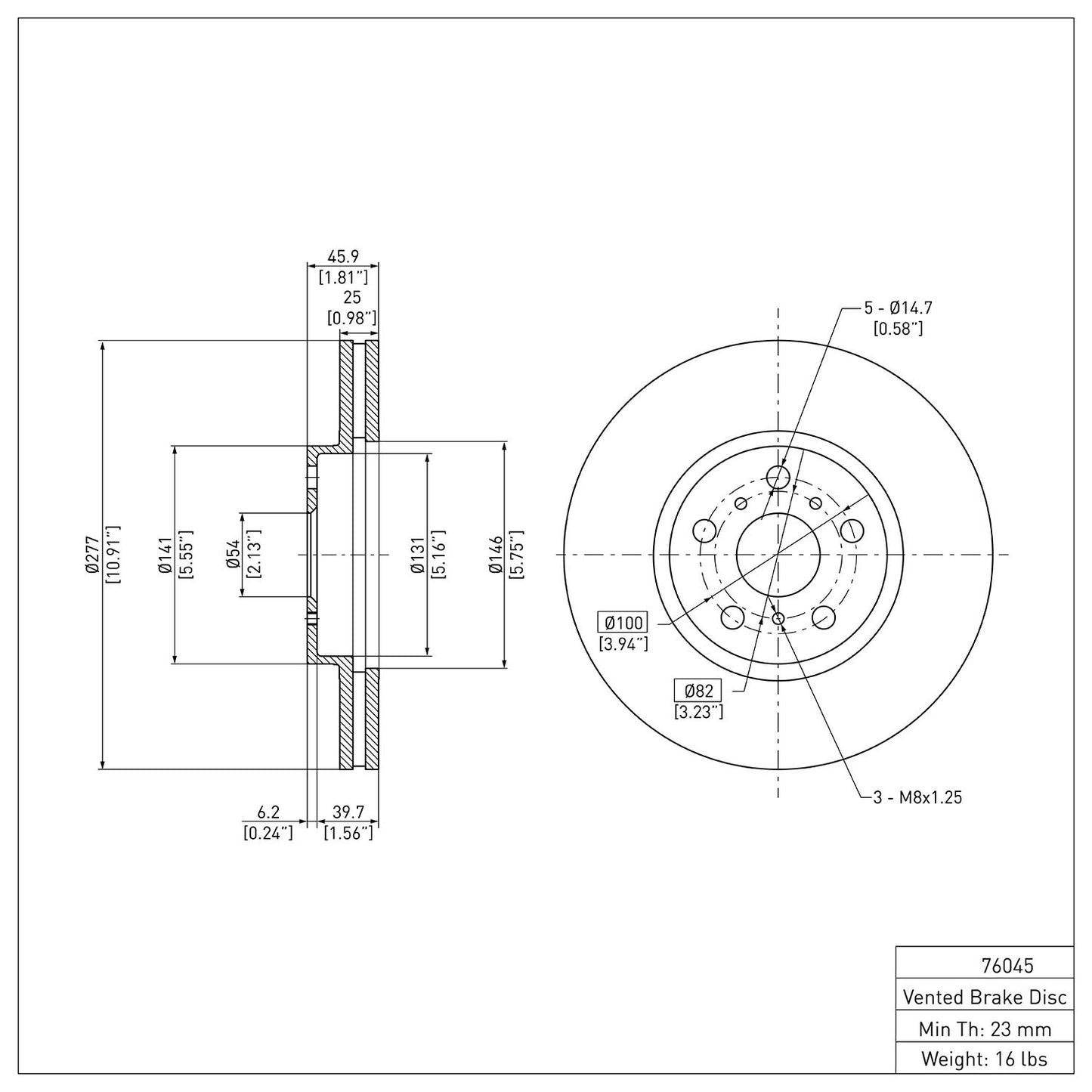 Dynamic Friction Company Disc Brake Rotor 600-76045