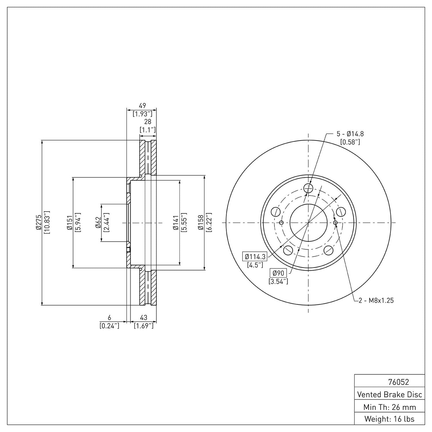 Dynamic Friction Company Disc Brake Rotor 600-76052