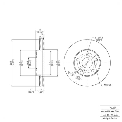 Dynamic Friction Company Disc Brake Rotor 600-76052