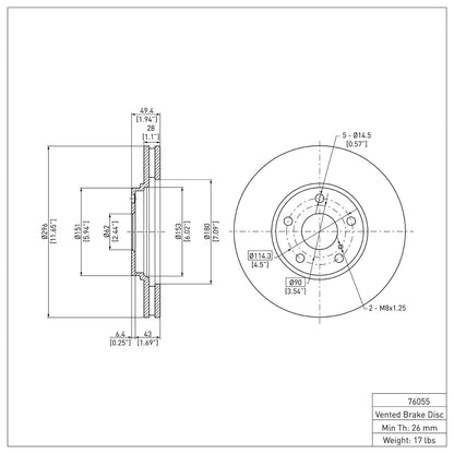 Dynamic Friction Company Disc Brake Rotor 600-76055