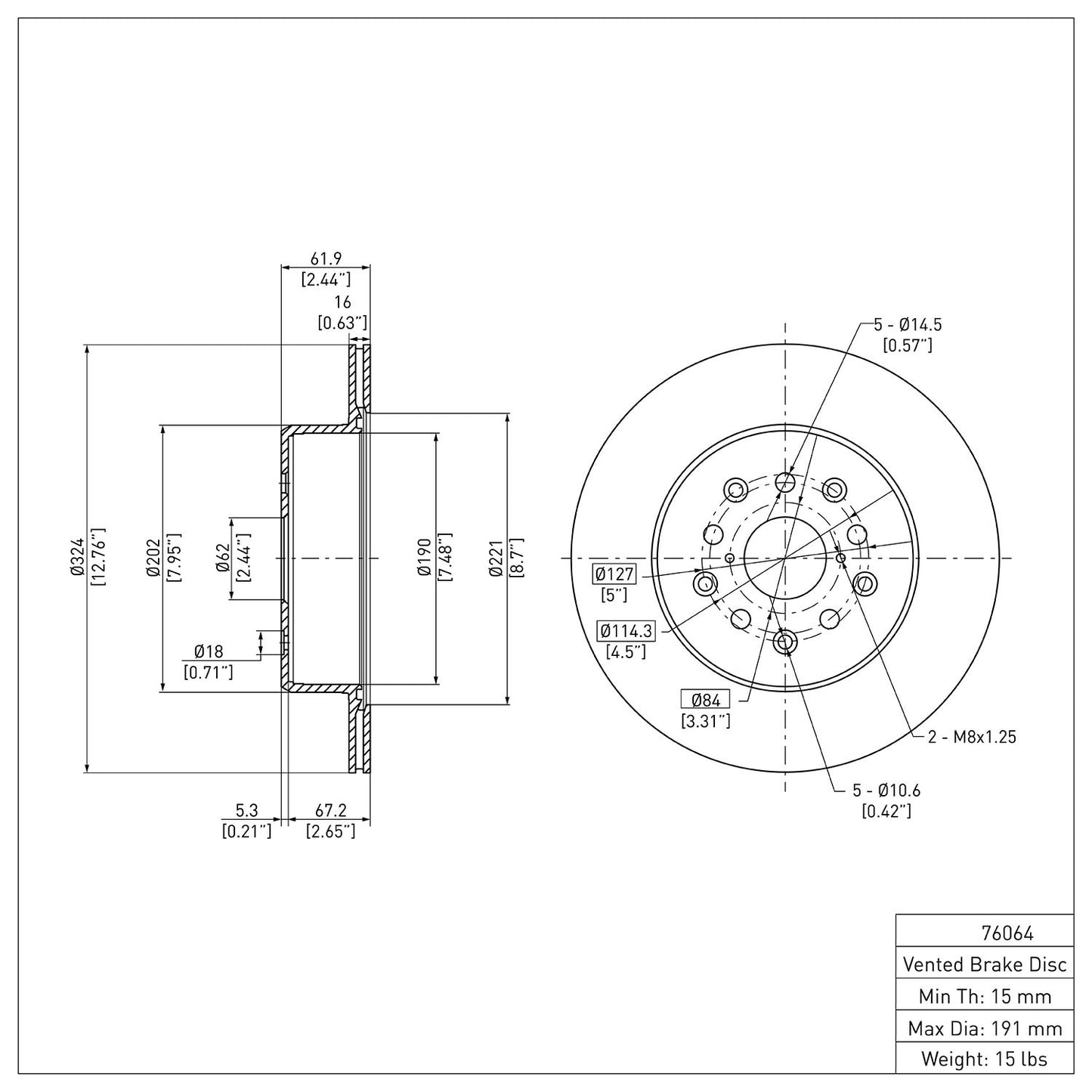 Dynamic Friction Company Disc Brake Rotor 600-76064