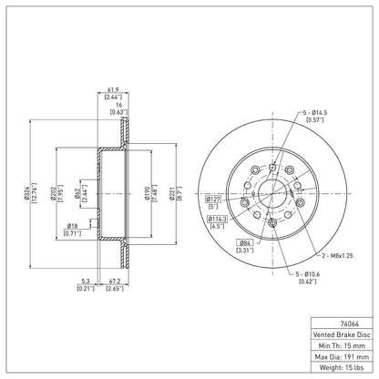 Dynamic Friction Company Disc Brake Rotor 600-76064