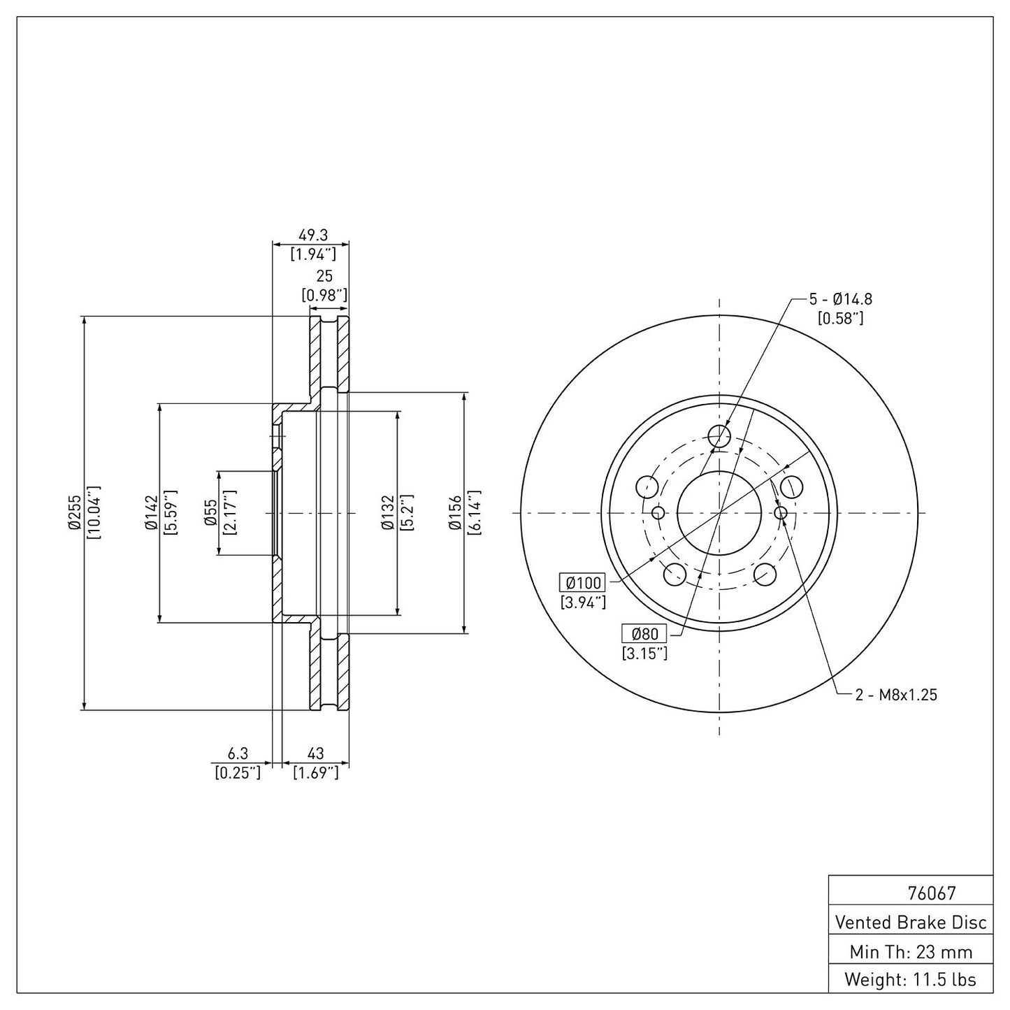 Dynamic Friction Company Disc Brake Rotor 600-76067