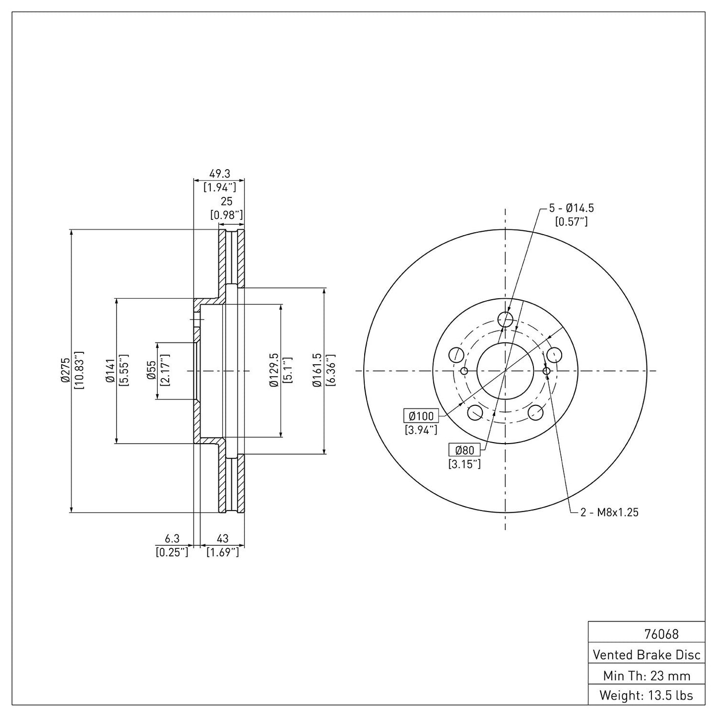 Dynamic Friction Company Disc Brake Rotor 600-76068