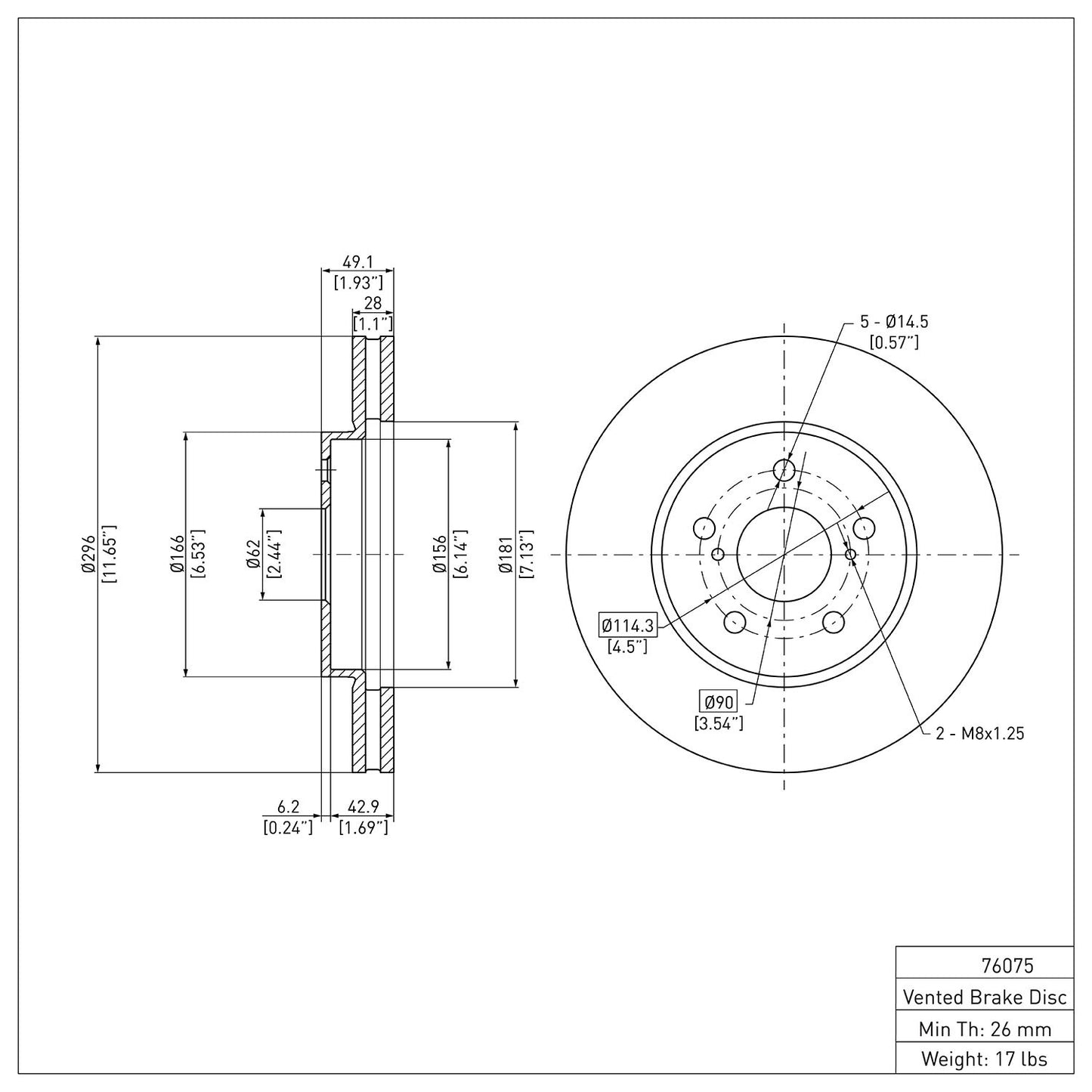 Dynamic Friction Company Disc Brake Rotor 600-76075