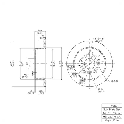 Dynamic Friction Company Disc Brake Rotor 600-76076