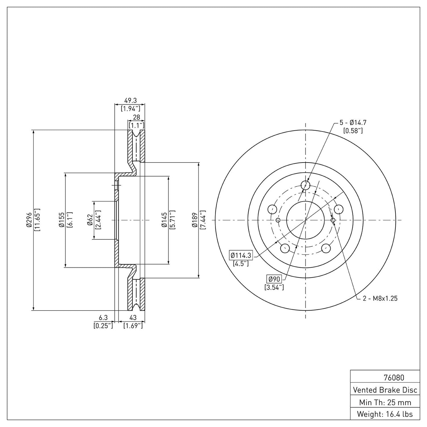 Dynamic Friction Company Disc Brake Rotor 600-76080