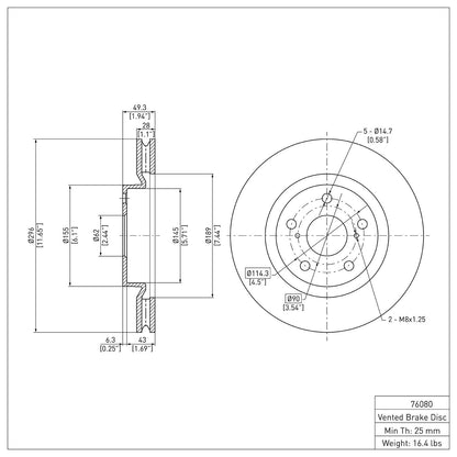 Dynamic Friction Company Disc Brake Rotor 600-76080