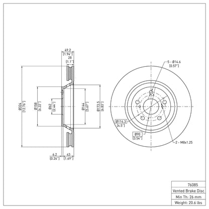 Dynamic Friction Company Disc Brake Rotor 600-76085