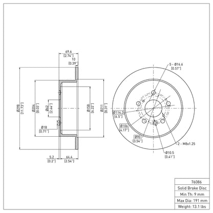 Dynamic Friction Company Disc Brake Rotor 600-76086