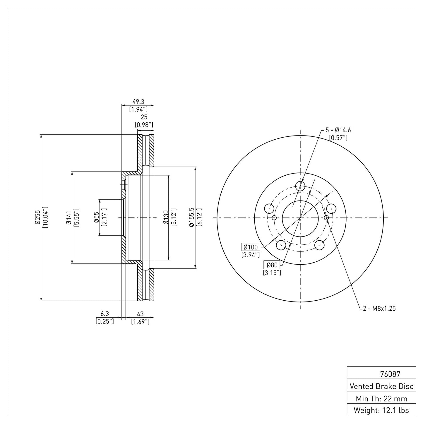 Dynamic Friction Company Disc Brake Rotor 600-76087