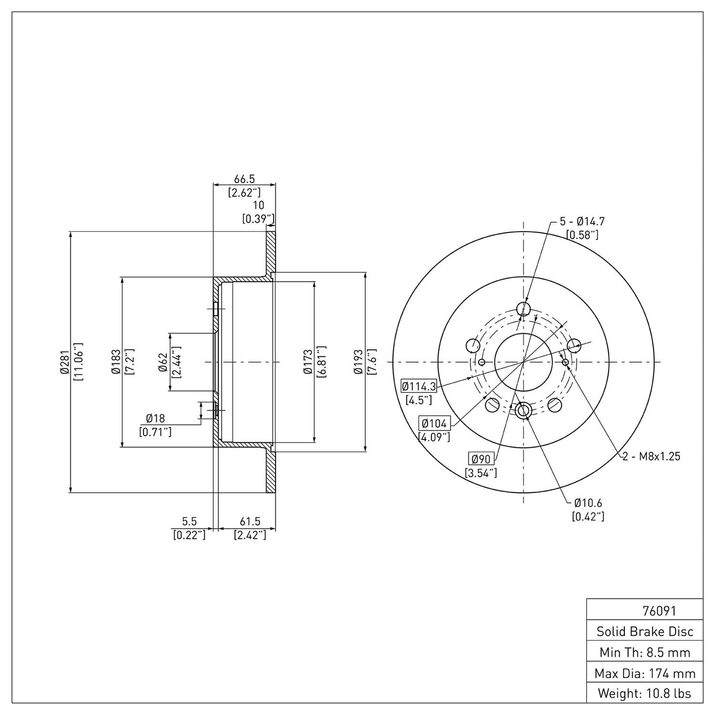 Dynamic Friction Company Disc Brake Rotor 600-76091