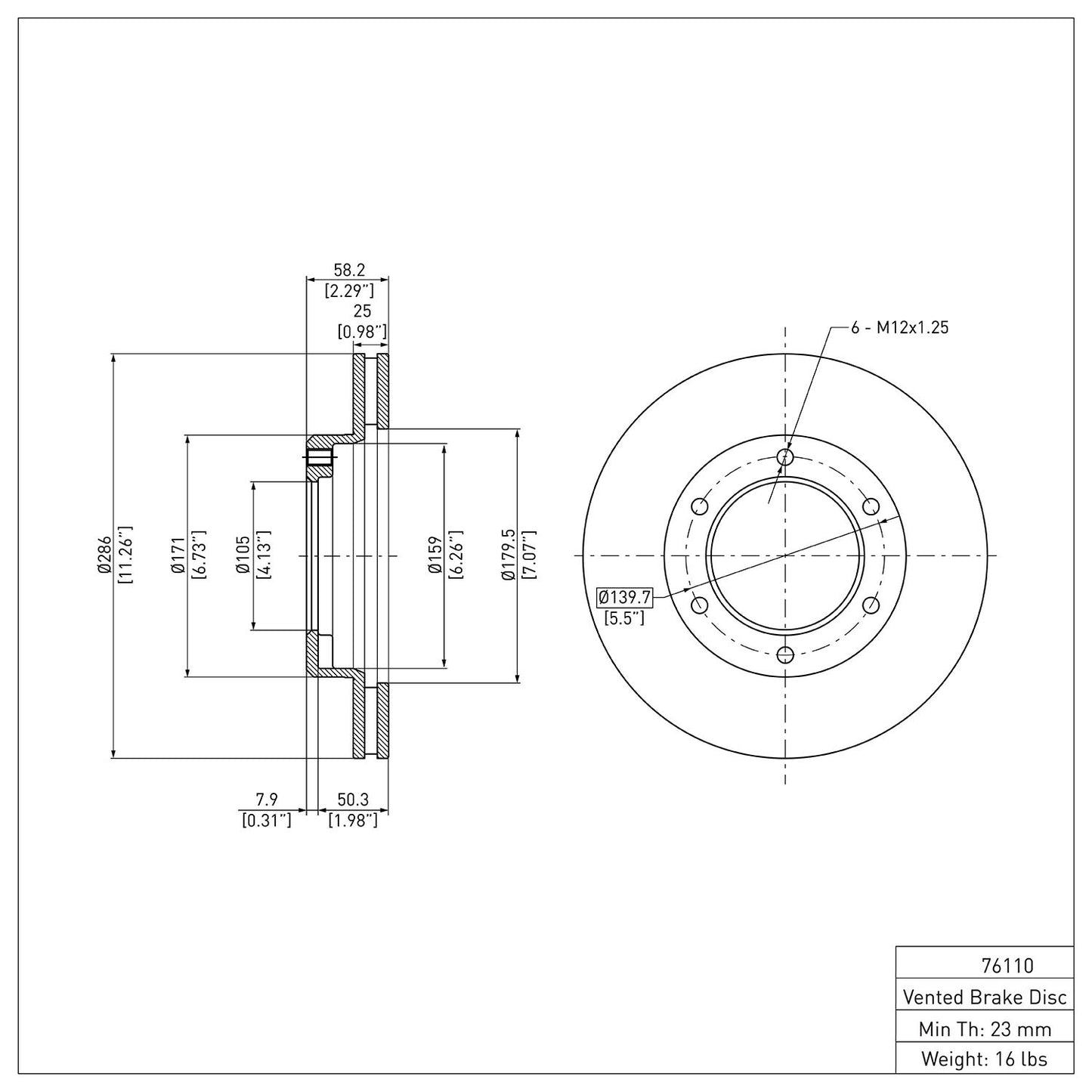 Dynamic Friction Company Disc Brake Rotor 600-76110