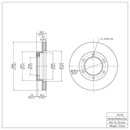 Dynamic Friction Company Disc Brake Rotor 600-76110