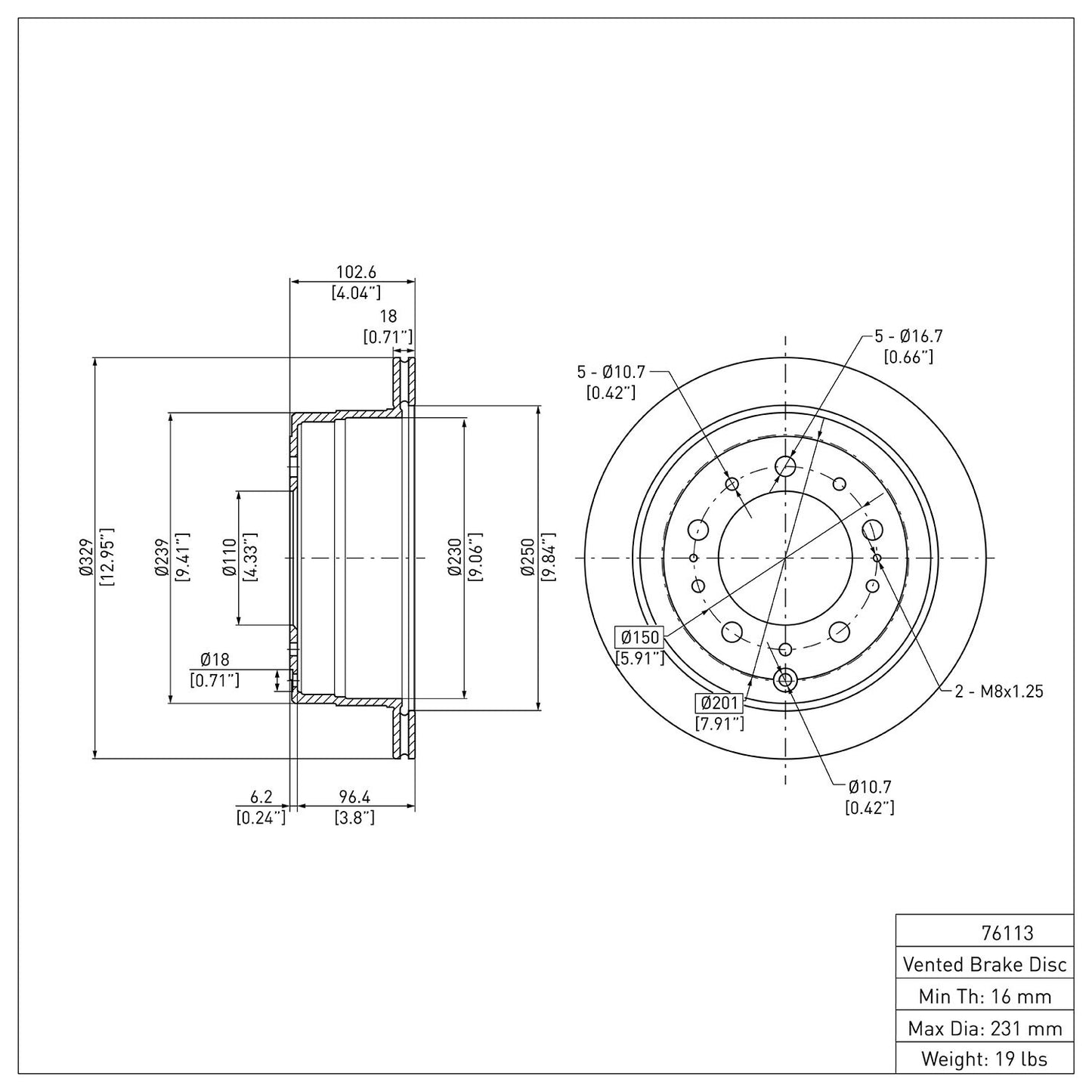 Dynamic Friction Company Disc Brake Rotor 600-76113